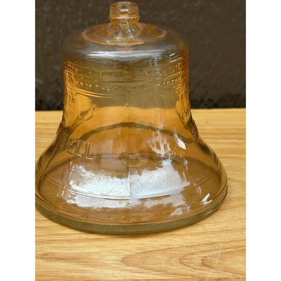 Vintage Amber Carnival Glass 1976 Liberty Bell Coin Bank With Slot Bicentennial - Picture 3 of 9